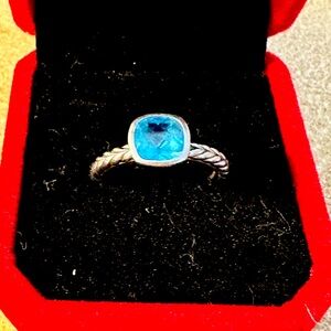 Blue topaz cushion cut ring size 7